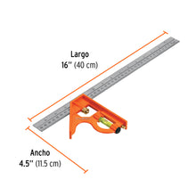 Cargar imagen en el visor de la galería, Escuadra 16&quot; de combinación con punzón para marcar, TRUPER ECT-16 (14381)