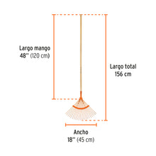 Cargar imagen en el visor de la galería, Escoba metálica p/jardín curva,22 dientes redondos, mango 48&quot; TRUPER EM-22A (14324)