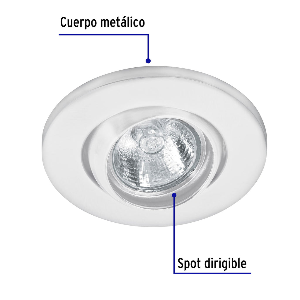 Luminario redondo blanco spot esférico, lámpara no incluida, VOLTECK EMP-106S (46623)