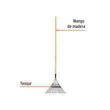 Cargar imagen en el visor de la galería, Escoba metálica para jardín, recta, 18 dientes, mango 48&quot; EMX-18 (14326)