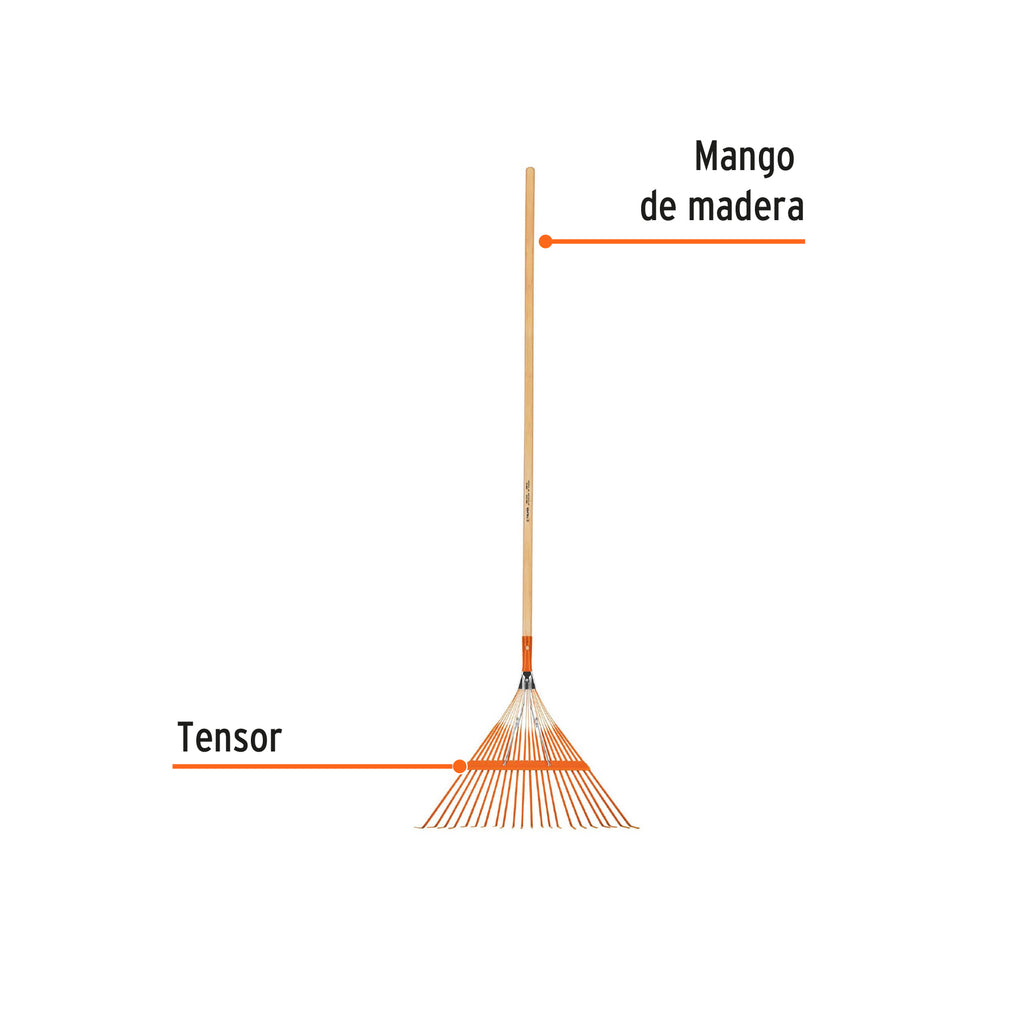 Escoba metálica para jardín,recta, 22 dientes, mango 48" TRUPER  EMX-22 (14328)