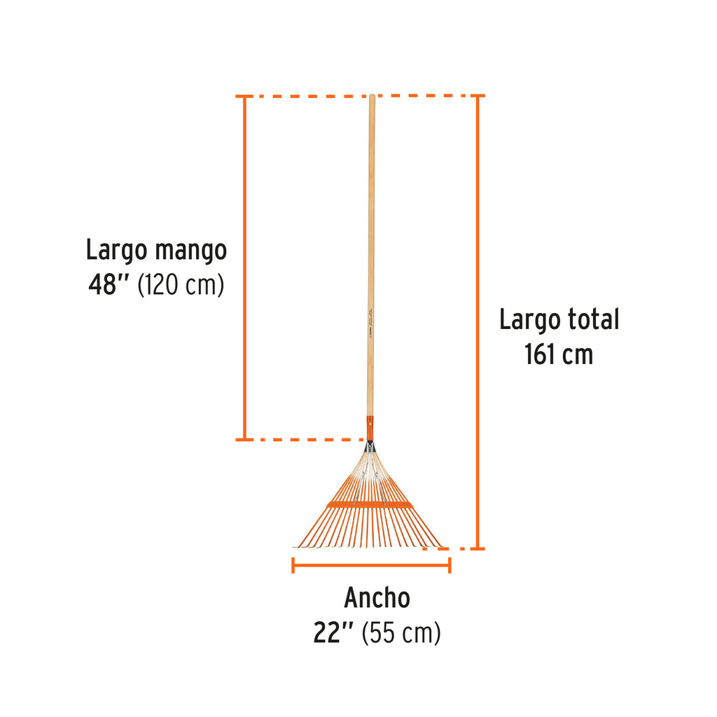 Escoba metálica para jardín,recta, 22 dientes, mango 48" TRUPER  EMX-22 (14328)