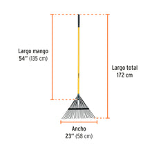 Cargar imagen en el visor de la galería, Escoba metálica para jardín, recta, 24 dientes, mango 54&quot; TRUPER  EMX-24 (14342)