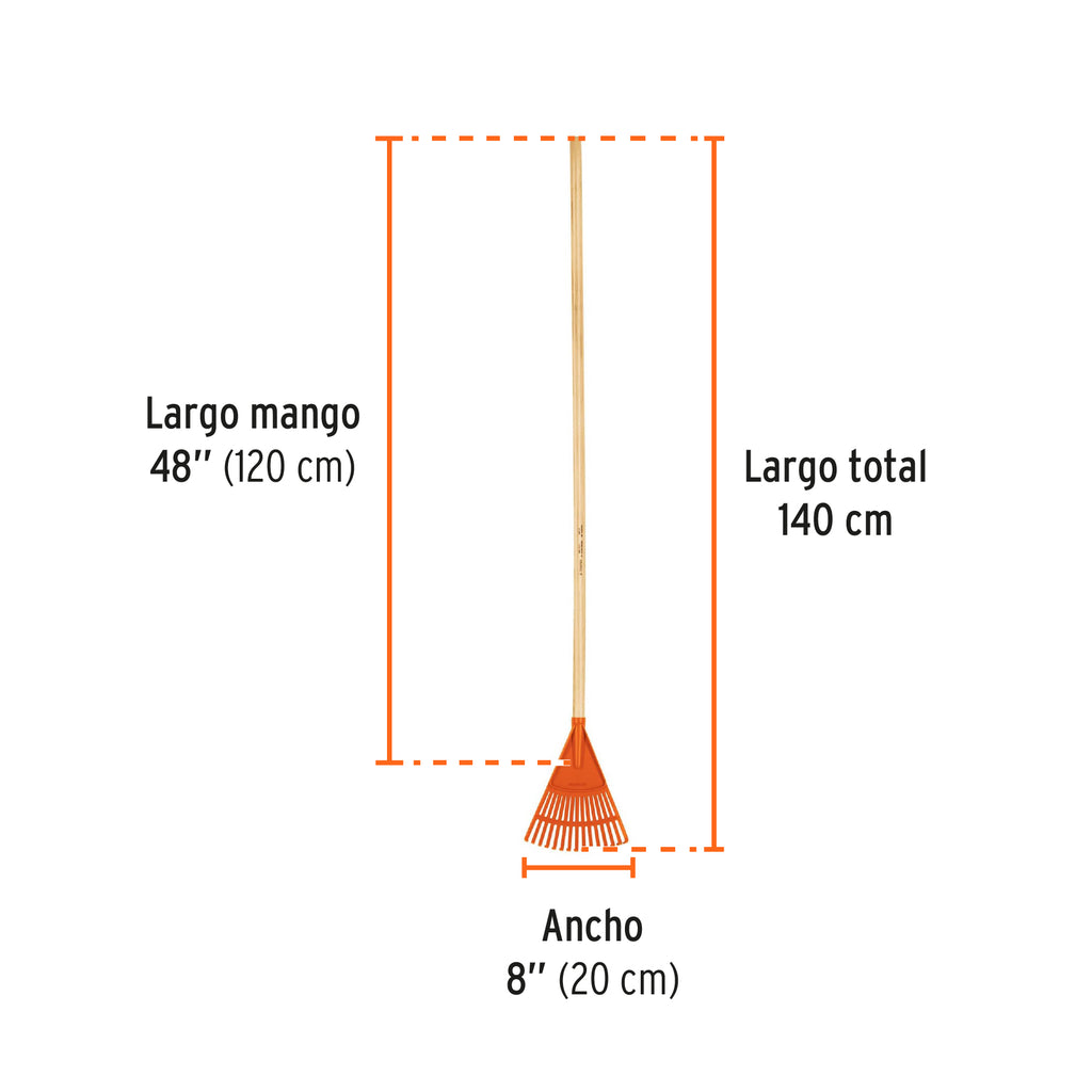 Escoba plástica rígida para jardín, 15 dientes, mango 48" TRUPER EP-15 (14345)