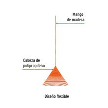 Cargar imagen en el visor de la galería, Escoba plástica flexible para jardín, 22 dientes, mango 48&quot; TRUPER  EP-22F (19785)