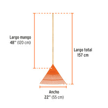 Cargar imagen en el visor de la galería, Escoba plástica flexible para jardín, 22 dientes, mango 48&quot; TRUPER  EP-22F (19785)