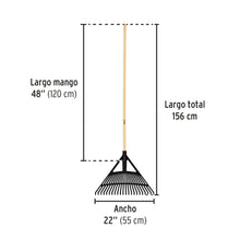 Cargar imagen en el visor de la galería, Escoba plástica flex. p/jardín, 22 dientes, mango 48&quot;, PRETUL EP-22P (21430)