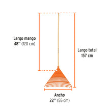 Cargar imagen en el visor de la galería, Escoba plástica rígida para jardín, 22 dientes, mango 48&quot; TRUPER EP-22R (19786)