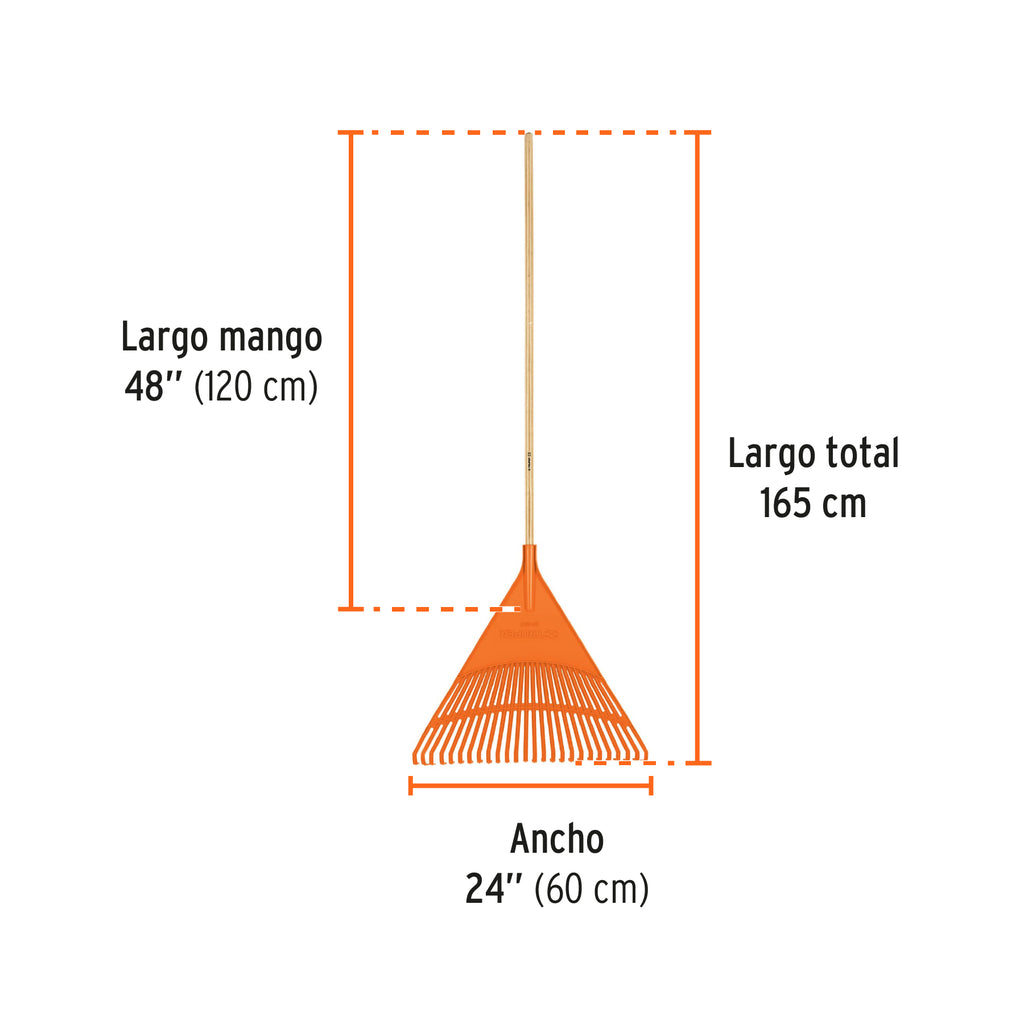 Escoba plástica rígida para jardín, 26 dientes, mango 48" TRUPER EP-26R (19788)