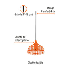 Cargar imagen en el visor de la galería, Escoba plástica flex. p/jardín, 26 dientes, mango acero 54&quot; TRUPER EP-26X (19881)