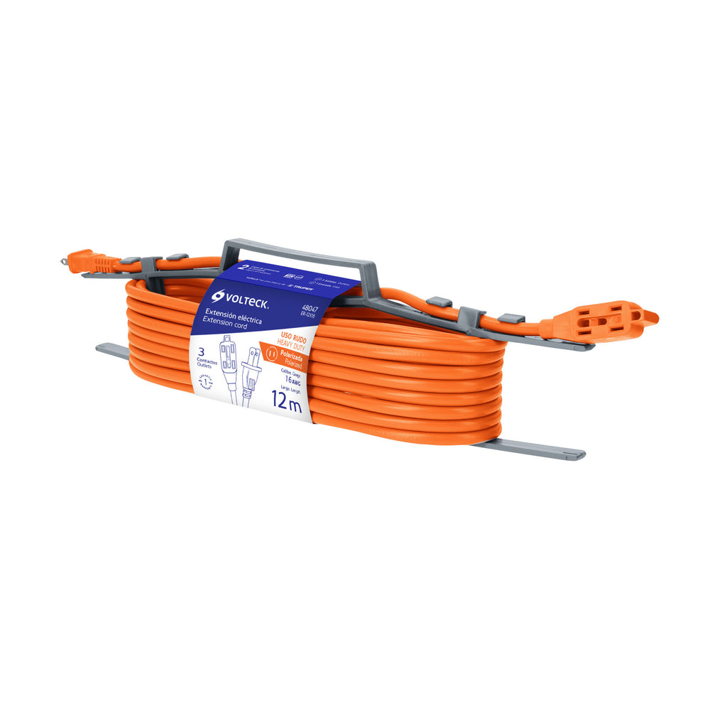 Extensión eléctrica de uso rudo 12 m 2x16 AWG, VOLTECK ER-12 X 16 (48047)