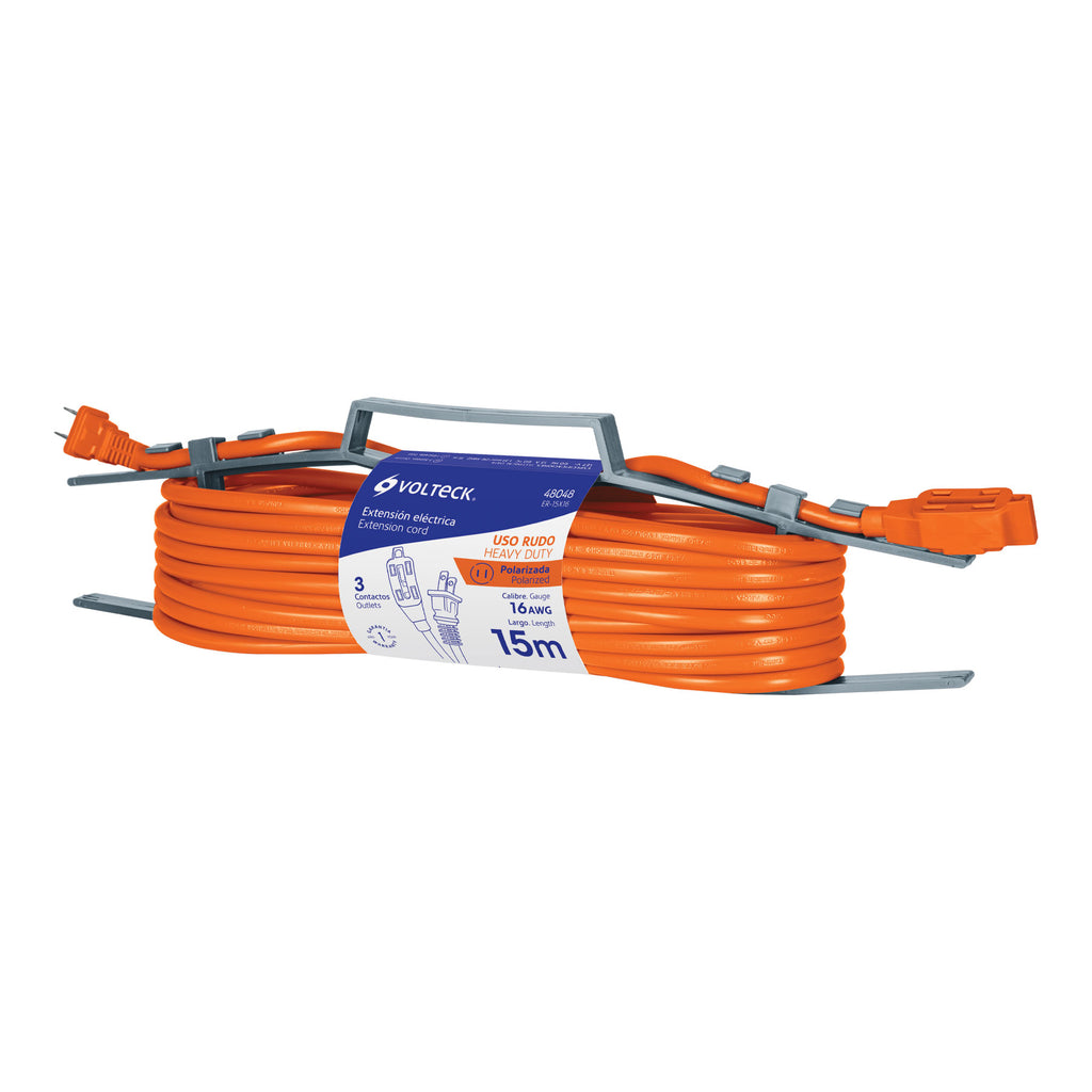 Extensión eléctrica de uso rudo 15 m 2x16 AWG, VOLTECK ER-15 X 16 (48048)