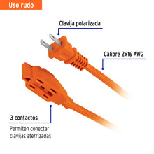 Cargar imagen en el visor de la galería, Extensión eléctrica de uso rudo 15 m 2x16 AWG, VOLTECK ER-15 X 16 (48048)