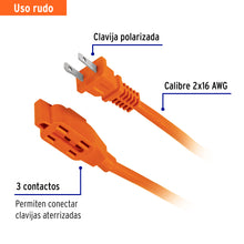 Cargar imagen en el visor de la galería, Extensión eléctrica de uso rudo 20 m 2x16 AWG, VOLTECK ER-20 X 16 (48049)