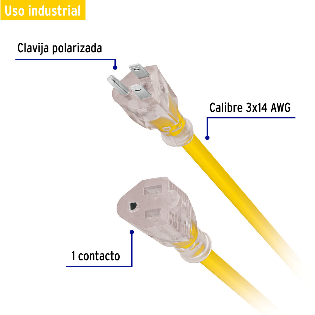 Extensión reforzada aterrizada 20 m calibre 14, VOLTECK ERA-20X14 (40195)