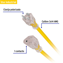 Extensión reforzada aterrizada 20 m calibre 14, VOLTECK ERA-20X14 (40195)