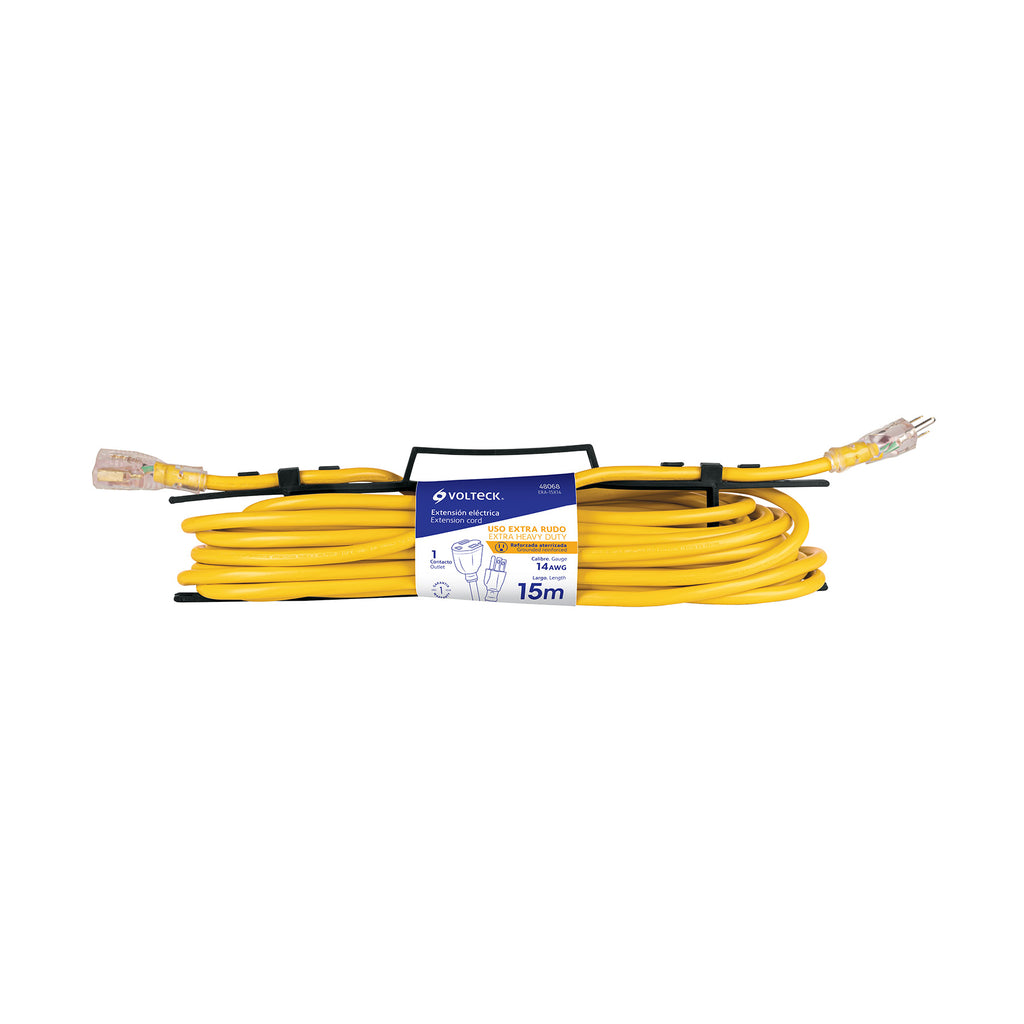 Extensión reforzada aterrizada 30 m 3x14 AWG, VOLTECK ERA-30X14 (48069)