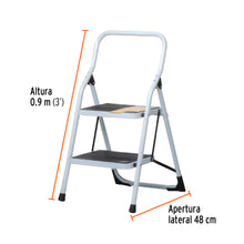 Cargar imagen en el visor de la galería, Escalera tubular, plegable, 2 peldaños con barandal, PRETUL  ESTU-2P (24118)