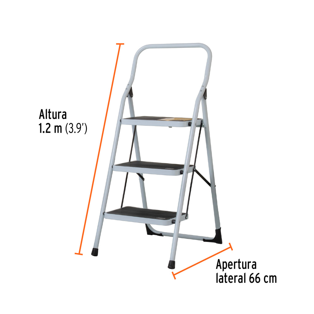 Escalera tubular, plegable, 3 peldaños, PRETUL ESTU-3P (24120)