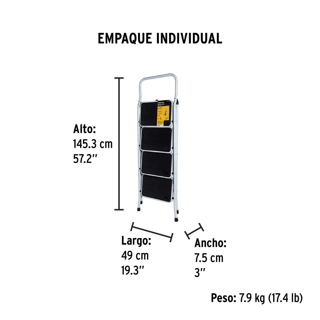 Escalera tubular, plegable, 4 peldaños, PRETUL ESTU-4P (24122)