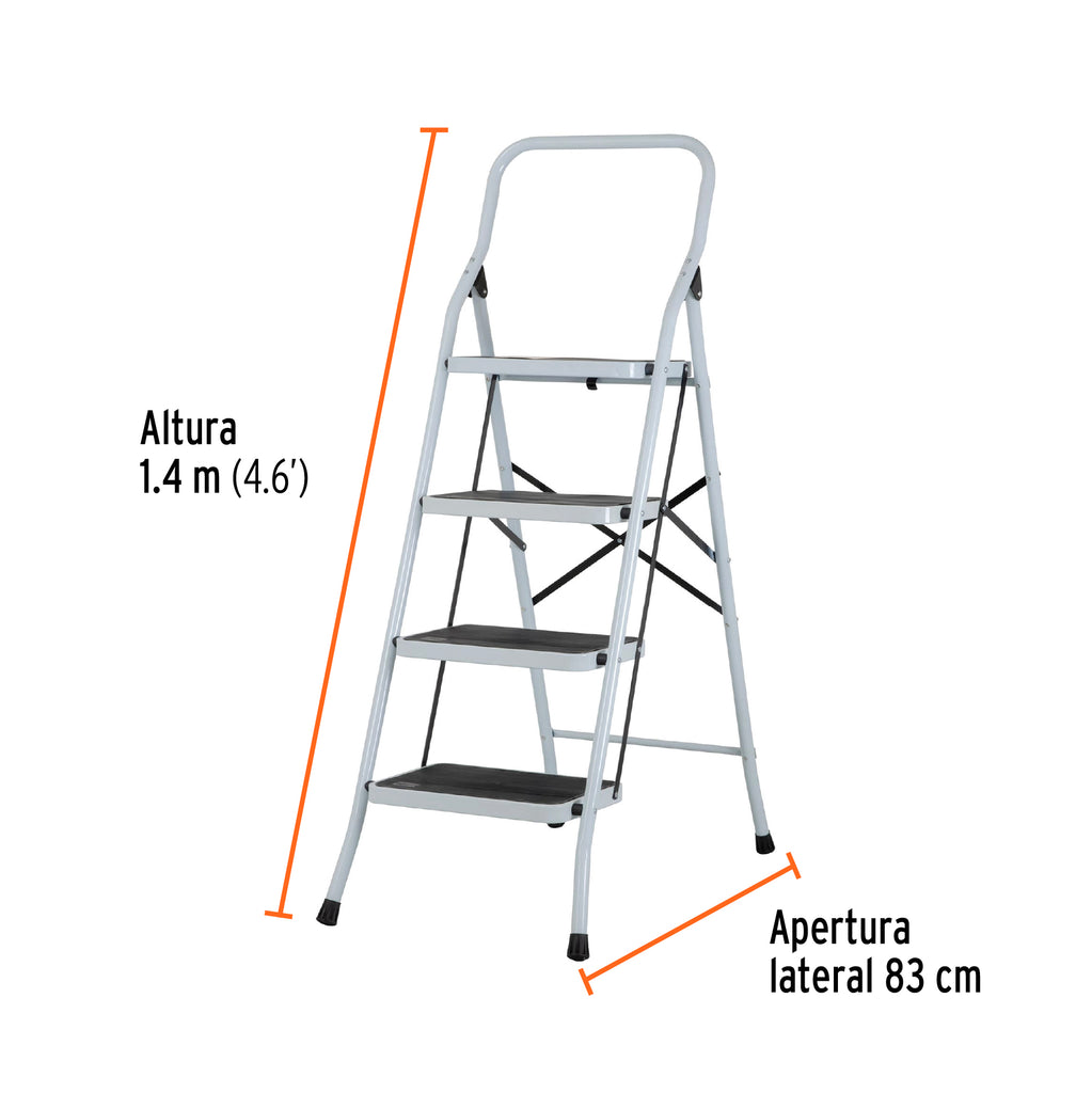 Escalera tubular, plegable, 4 peldaños, PRETUL ESTU-4P (24122)