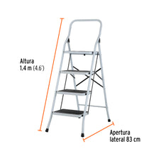 Cargar imagen en el visor de la galería, Escalera tubular, plegable, 4 peldaños, PRETUL ESTU-4P (24122)