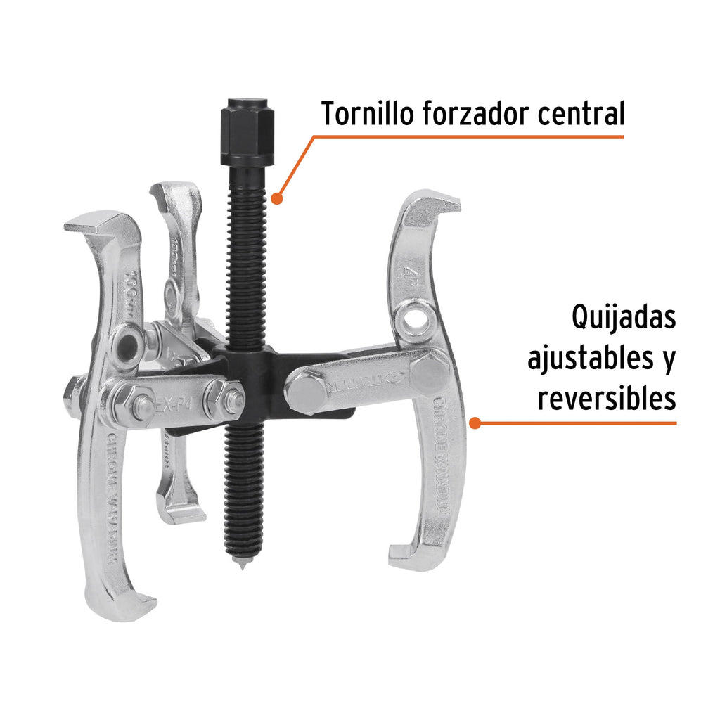 Extractor de poleas, 3 quijadas, 4", TRUPER EX-P4 (14503)