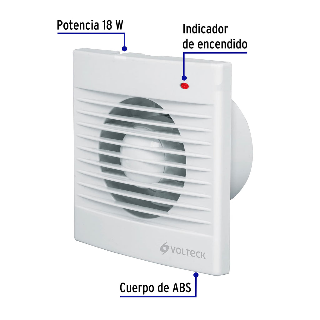 Extractor de aire de 4", blanco, VOLTECK EXA-4B (48530)