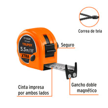 Cargar imagen en el visor de la galería, Flexómetro XTRA 5.5 m cinta extra ancha 28 mm, TRUPER FF-5528 (15385)