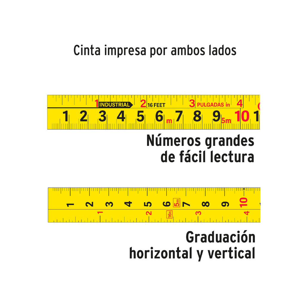 Flexómetro Gripper contra impactos 5 m cinta 19 mm, TRUPER FH-5M (14578)