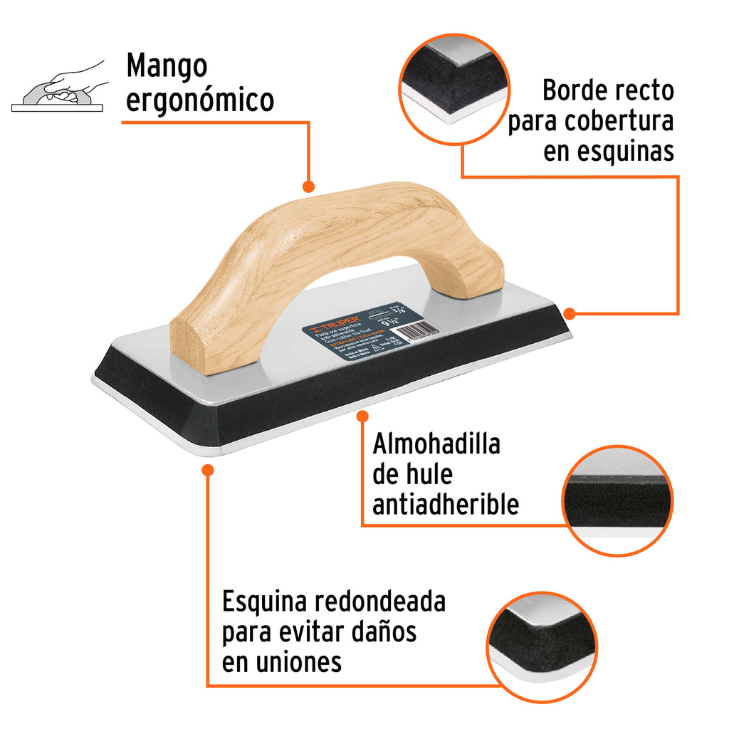 Flota de hule 9-1/2", espesor 5/8",acabado extraliso, TRUPER FL-10X (15428)