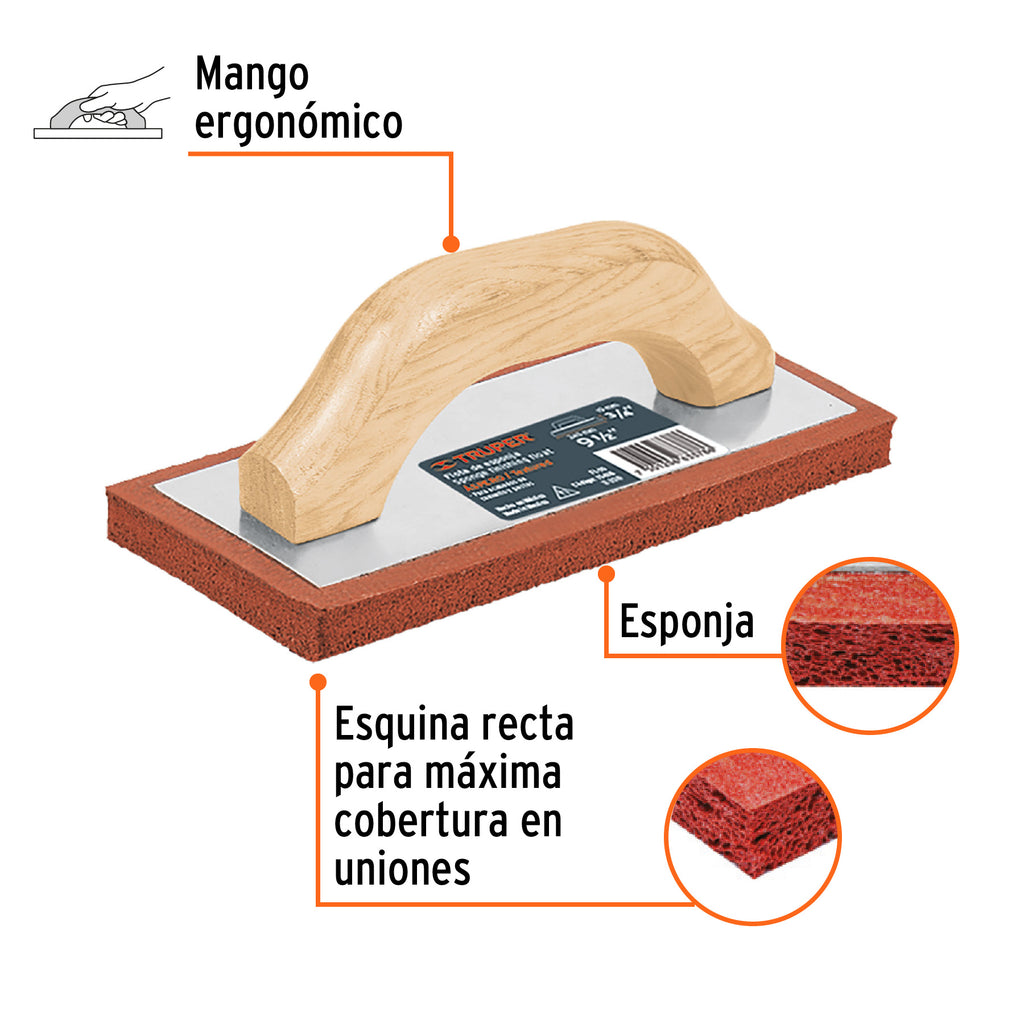 Flota de esponja 9-1/2" espesor 3/4", acabado áspero, TRUPER FL-10 (15418)