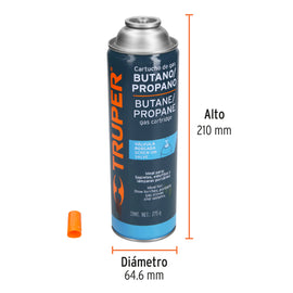 Lata de gas de 275 g con válvula roscada , TRUPER  GAS-275 (11915)