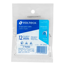 Cargar imagen en el visor de la galería, Grapas blancas de 12 mm para cable redondo, bolsa con 20pz, VOLTECK GCU-12B (48275)