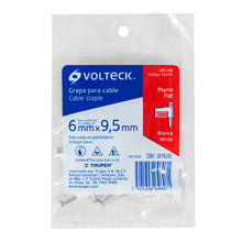 Cargar imagen en el visor de la galería, Grapas blancas de 6 x 9.5 mm para cable plano, bolsa con 20pz, VOLTECK GPL-10B (48279)