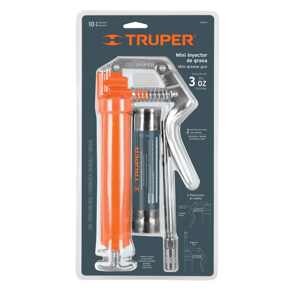 Mini inyector de grasa 3 oz, 3000 PSI, TRUPER GRAS-3 (14911)