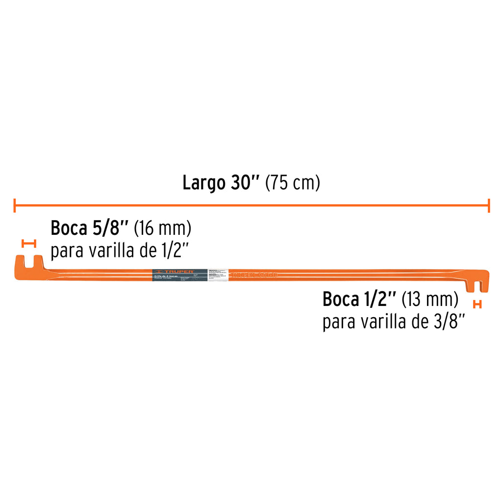 Grifa de dos bocas de 5/8 y 1/2", TRUPER GTR-19 (10865)