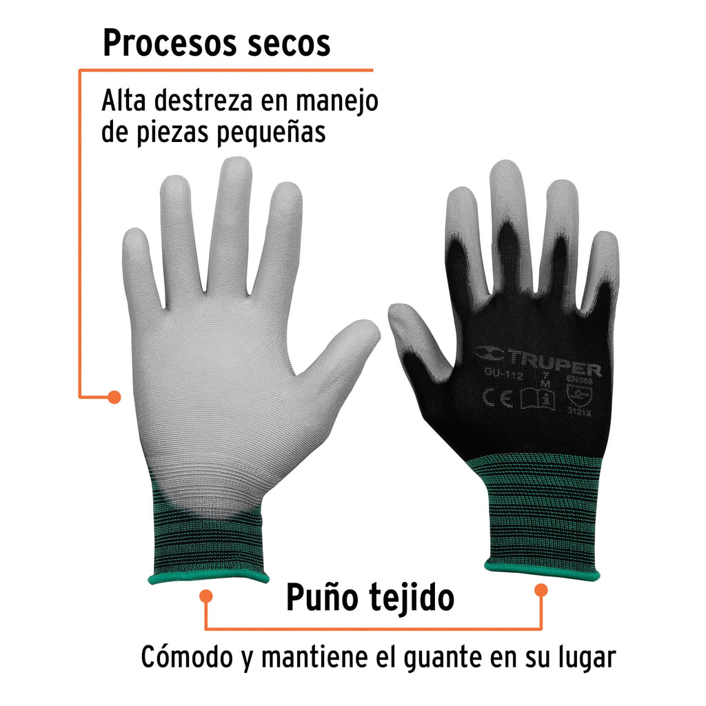 Guantes de nylon recubiertos de poliuretano, M, TRUPER GU-112 (13291)