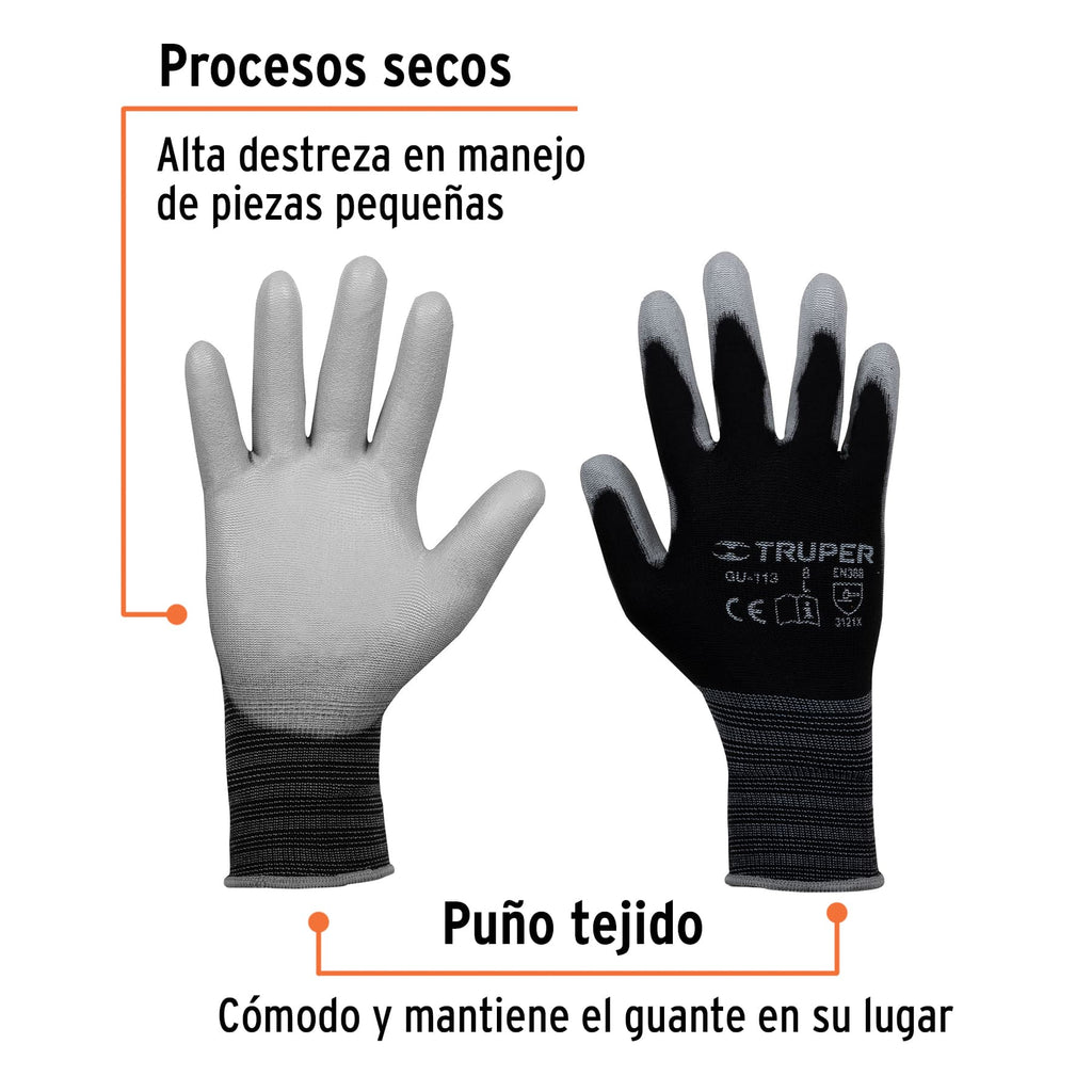 Guantes de nylon recubiertos de poliuretano, G, TRUPER GU-113 (13292)