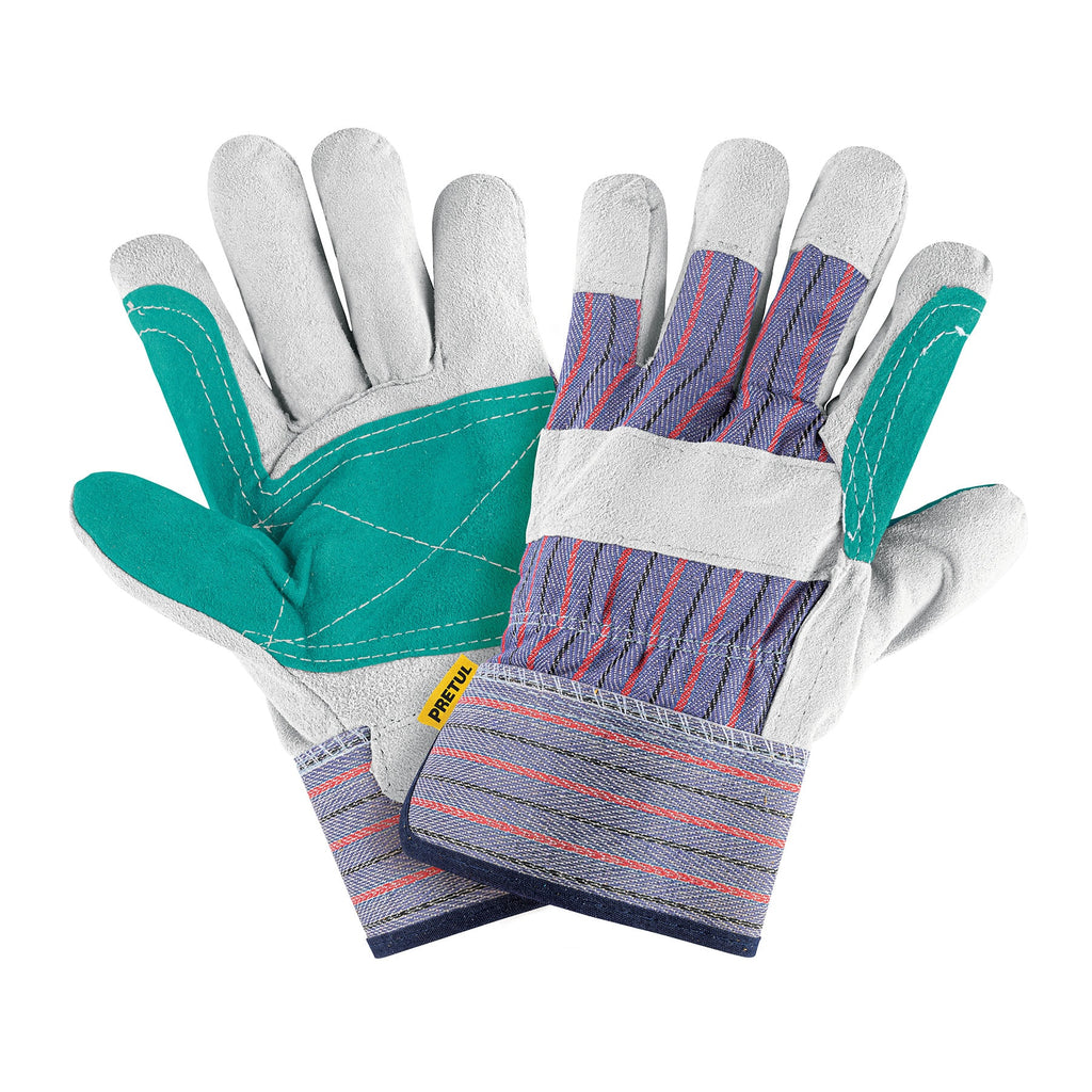 Guantes de carnaza y loneta con refuerzo, unitalla, PRETUL GU-215P (29977)