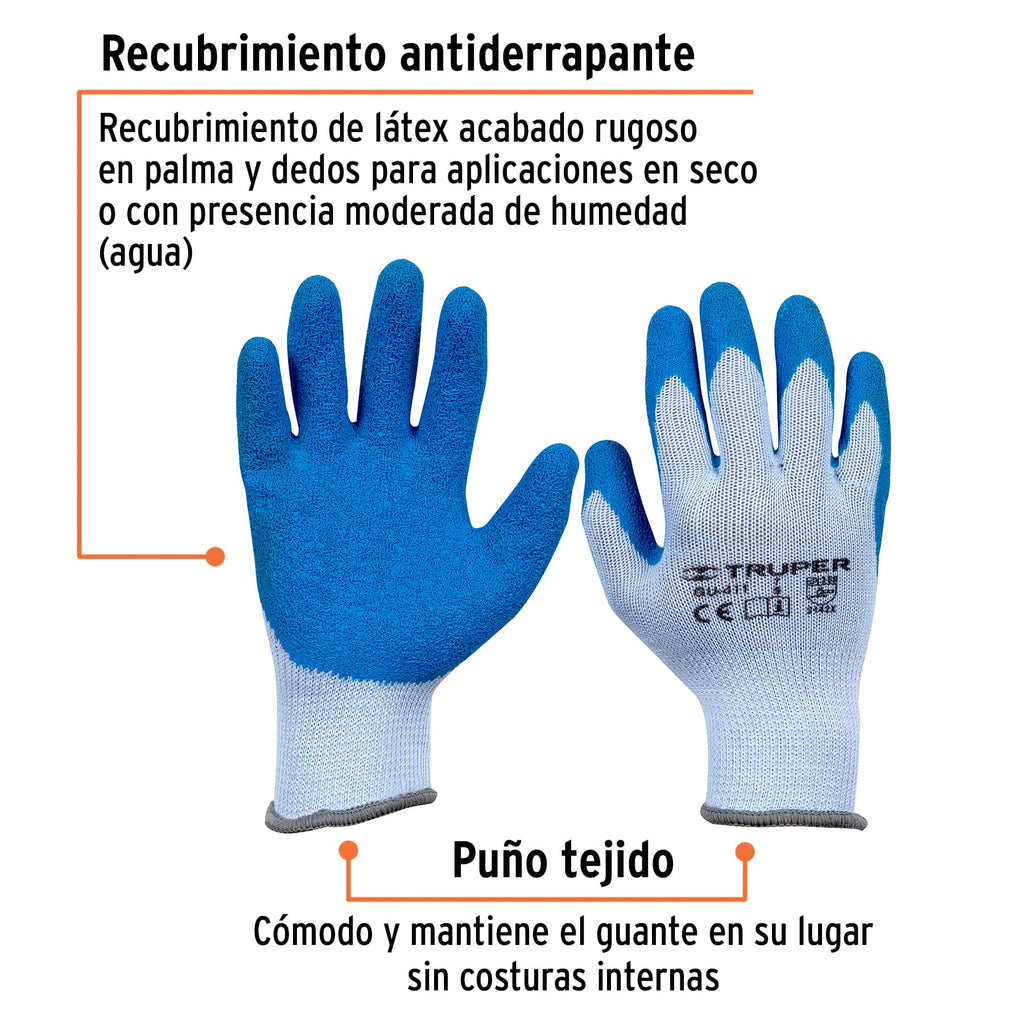 Guantes de poliéster recubiertos de latex, CH, TRUPER GU-411 (15265)