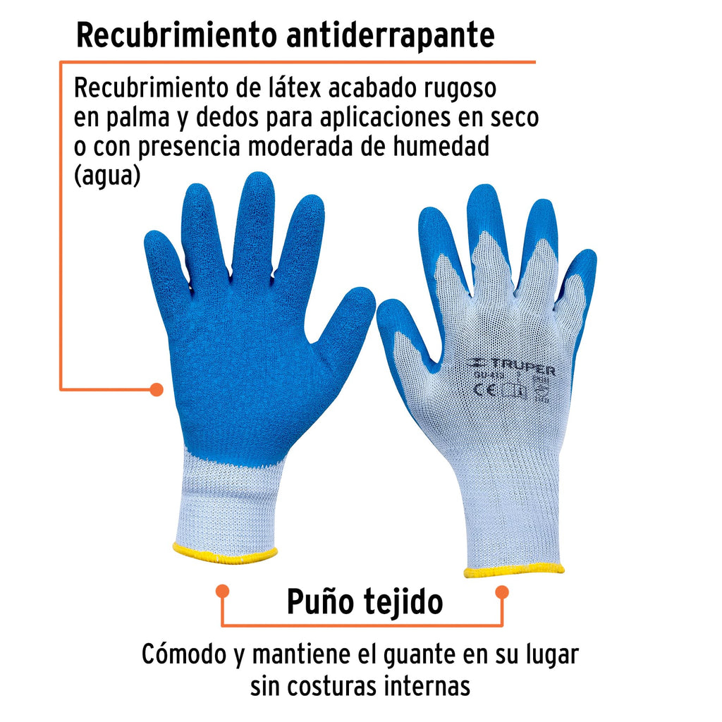 Guantes de poliéster recubiertos de latex, G, TRUPER GU-413 (15267)