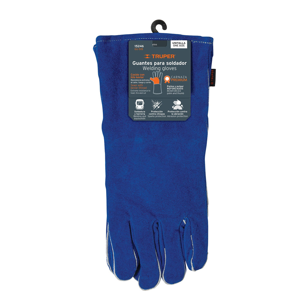 Guantes para soldador azules reforzados , TRUPER GU-515 (15246)