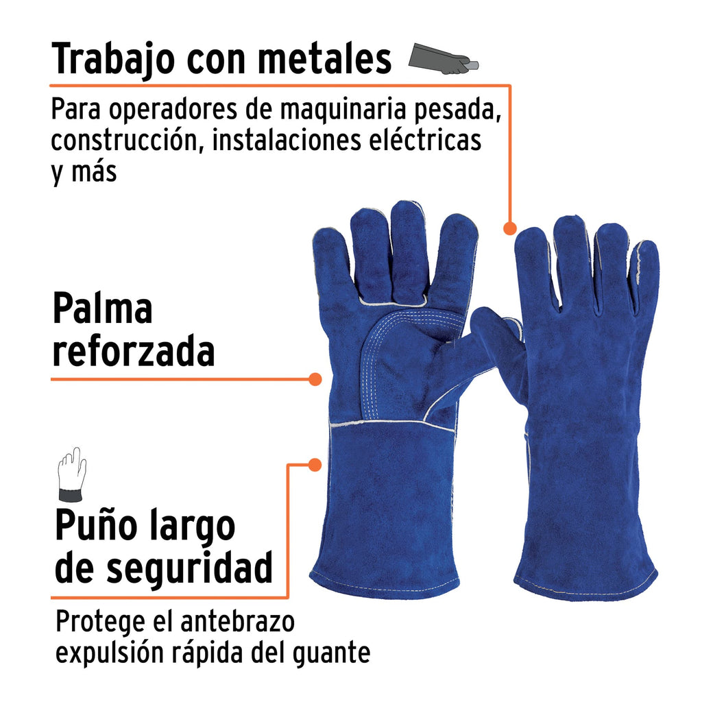 Guantes para soldador azules reforzados , TRUPER GU-515 (15246)