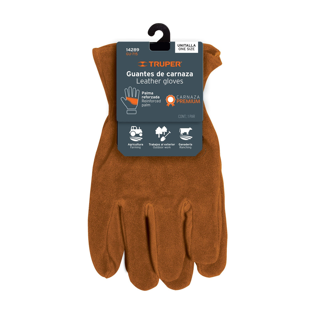 Guantes de carnaza premium para electricista, TRUPER GU-715 (14289)