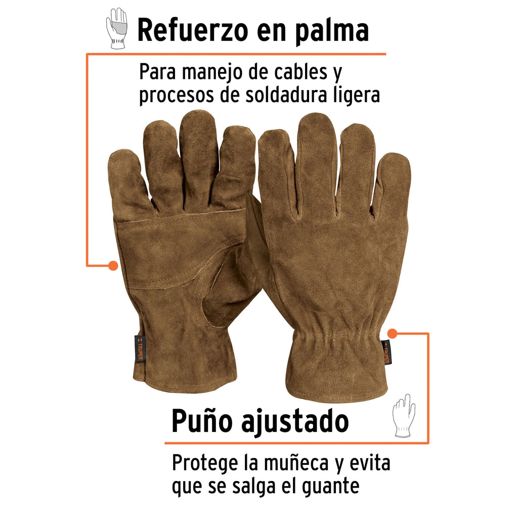 Guantes de carnaza premium para electricista, TRUPER GU-715 (14289)