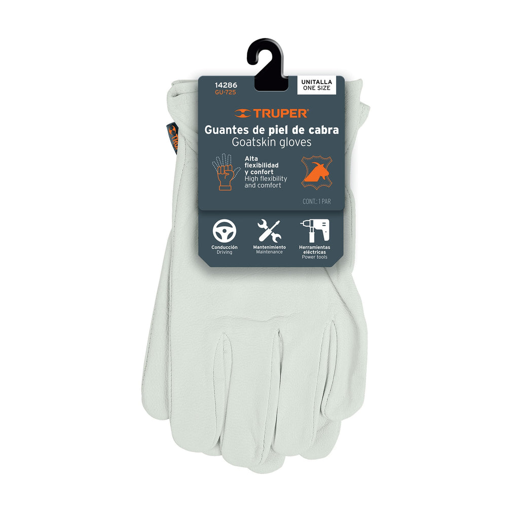 Guantes de piel de cabra, tipo operador, TRUPER GU-725 (14286)