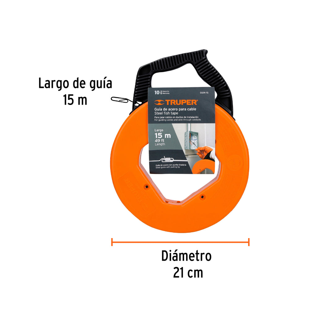 Guía de acero de 15 m para cable, TRUPER GUIA-15 (17751)