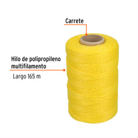 Hilo para albañil amarillo carrete con 165m, TRUPER HIL-165A (14052)