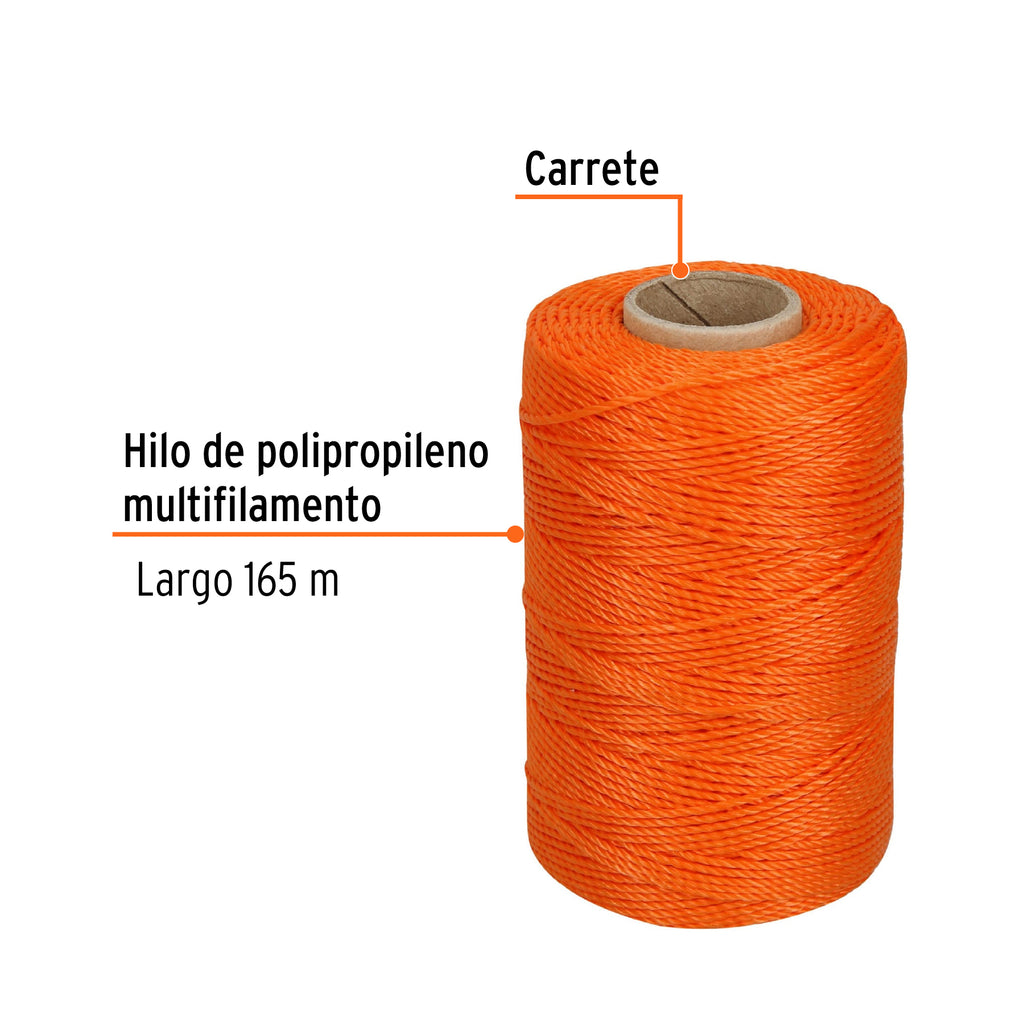 Hilo para albañil naranja carrete con 165m, Truper HIL-165N (14061)